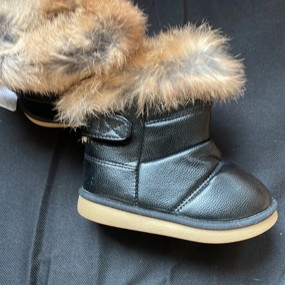 Comfy Kids Girl Snow Boots Waterproof Walking Shoes Black 2-12M NWT